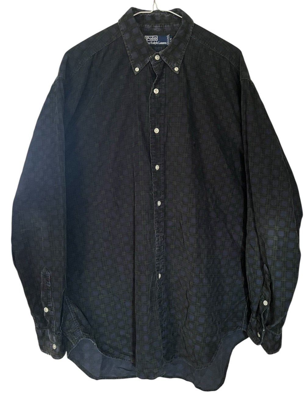 Vintage Polo Ralph Lauren Corduroy Green Button-Down Plaid Shirt